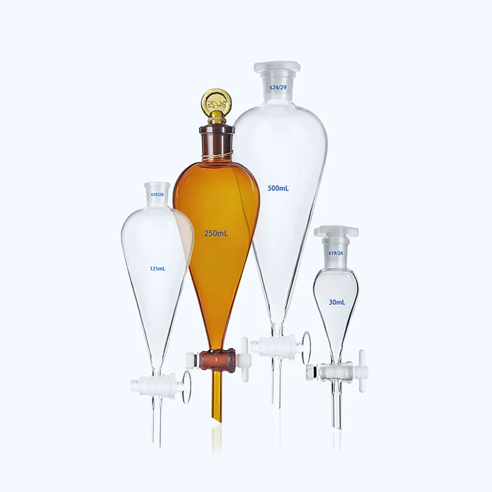 Pear-Shaped Separatory Funnel Glass (PTFE stopcock · supplier reference)