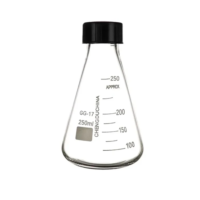 Borosilicate Erlenmeyer Flask Set — 50/100/250 mL with screw caps