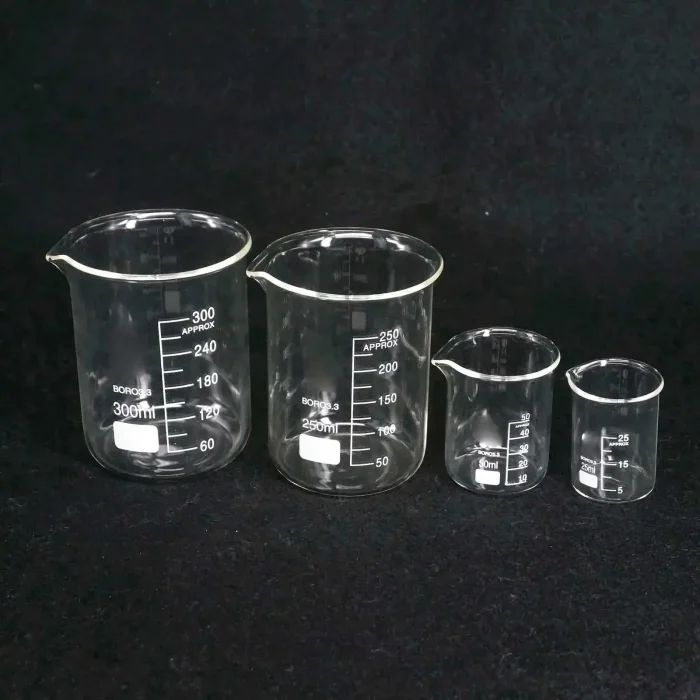 Borosilicate Low Form Beaker Set — 7 sizes, 5 mL to 200 mL