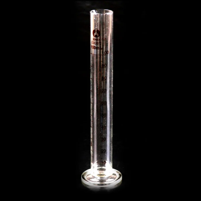 Glass Graduated Measuring Cylinder 100 mL — thick wall, single scale