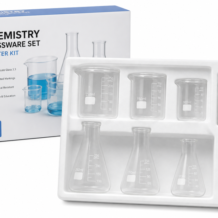 Premium Chemistry Glassware Starter Set (Beakers, Flasks, Stir Bars)